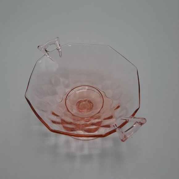 Heisey Yeoman Pink Footed Mayonnaise Bowl Diamond Optic - Picture 2 of 11